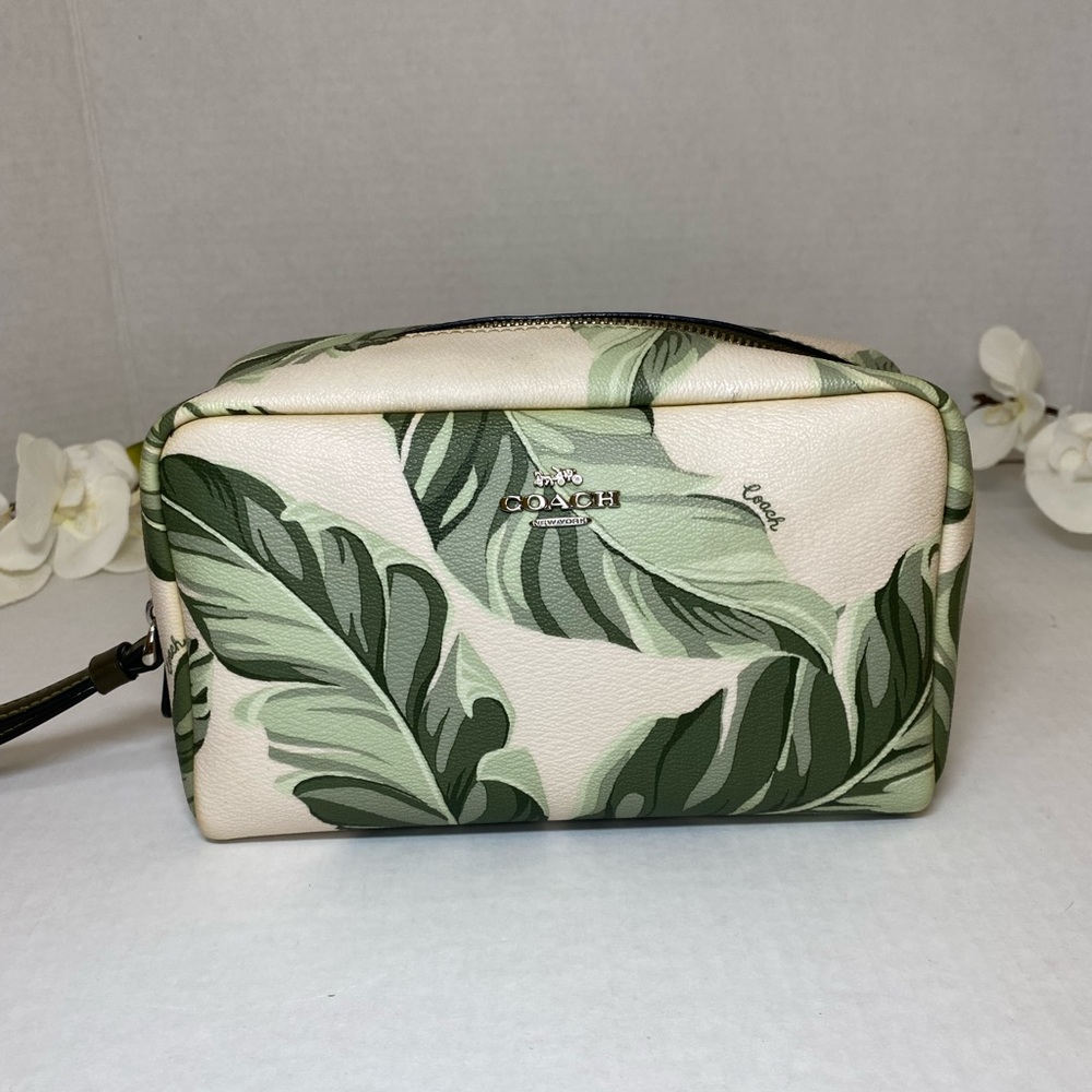 Coach Boxy Banana Leaf Print Cosmetic Bag